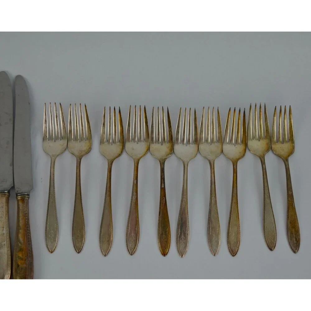 WM A Rogers Debutante 1847 Silverplate Antique Vintage Silverware Flatware Set o